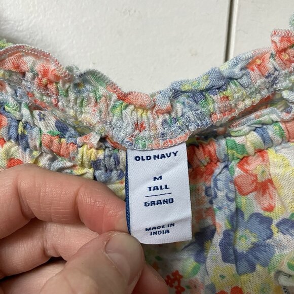 NWT Old Navy Ruffled Smocked Bodice Floral Maxi Dress Womens M Tall Tiered Boho - Picture 4 of 11